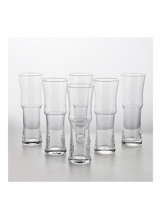 6-Piece Quanming Bamboo Drink Glass Set Clear