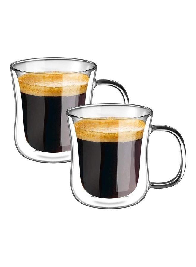 2-Piece Double Walled Glass Mug Set Clear