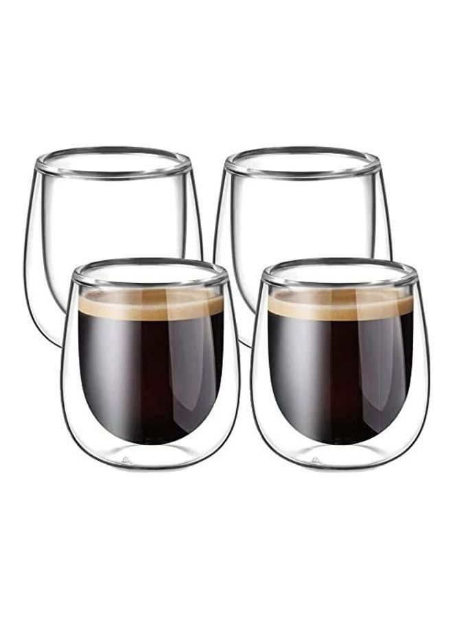 4-Piece Double Walled Coffee Mugs Clear