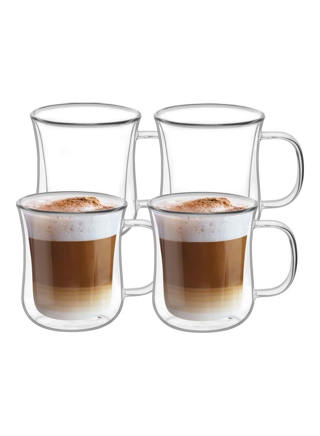 4-Piece Double Wall Insulated Glass Mug Set Clear