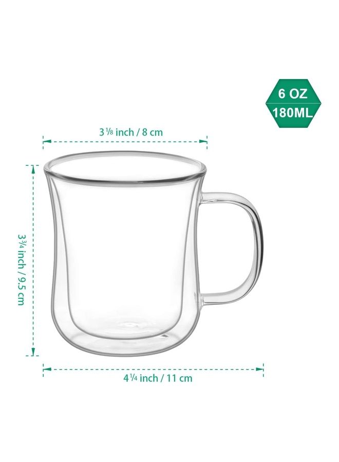 4-Piece Double Wall Insulated Glass Mug Set Clear