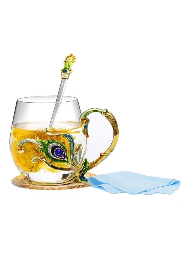 Butterfly Flower Themed Cup With Spoon Clear