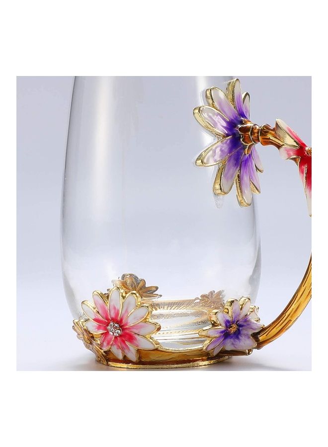 Butterfly Flower Themed Cup With Spoon Clear