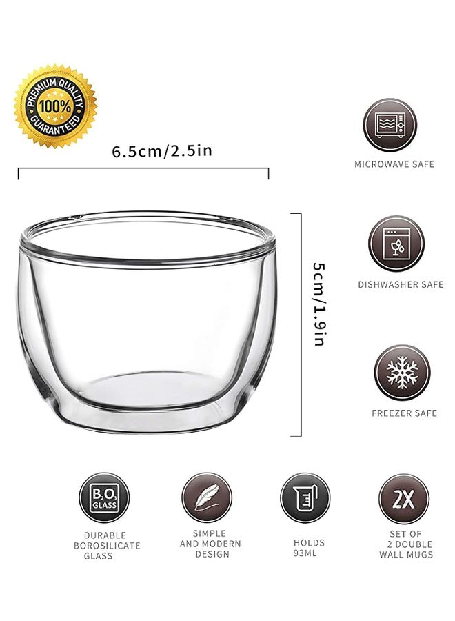 2-Piece Double Walled Espresso Cups Clear
