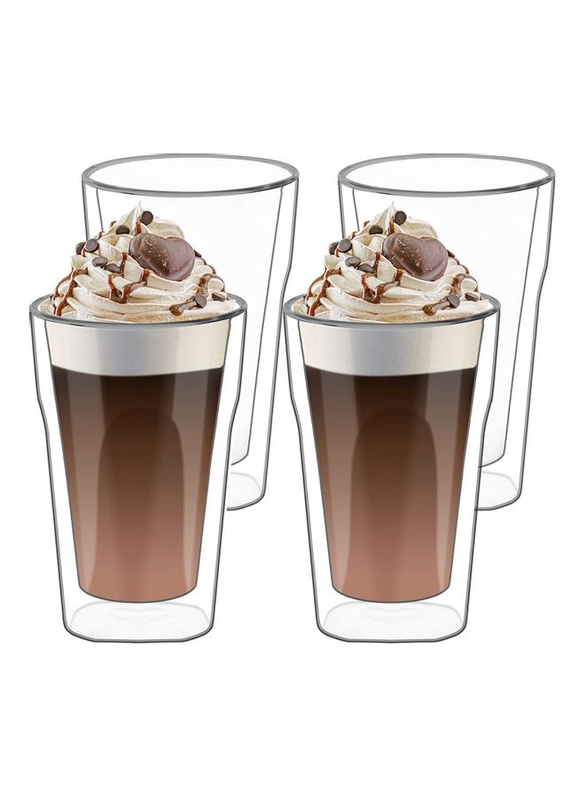 Set of 4 Double Walled Glass Coffee Cups multicolour 200mm