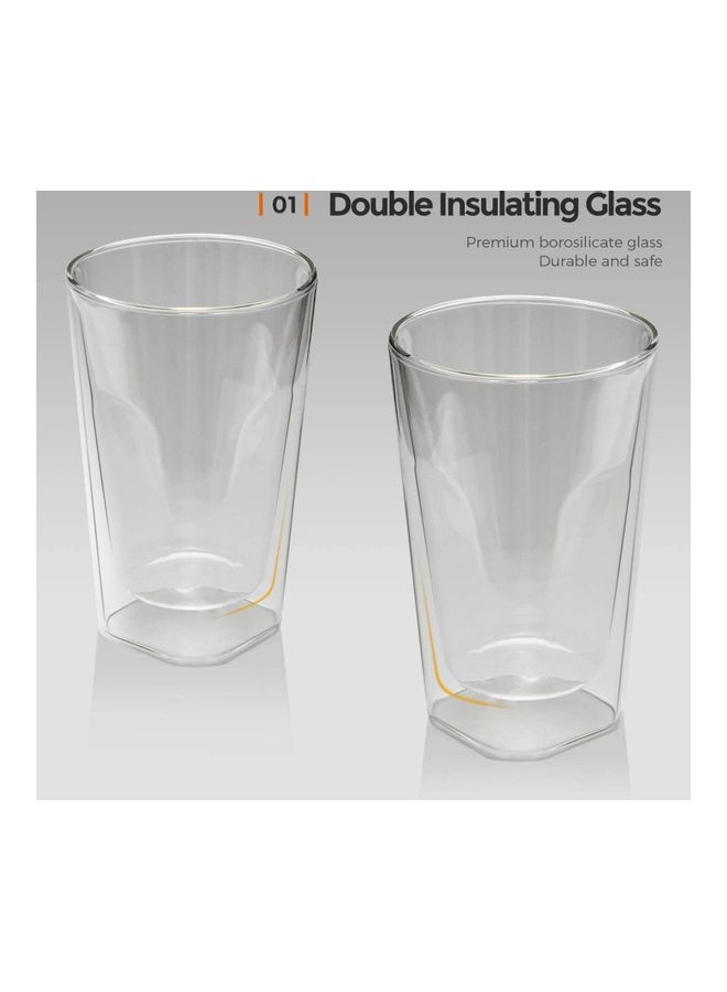 Set of 4 Double Walled Glass Coffee Cups multicolour 200mm