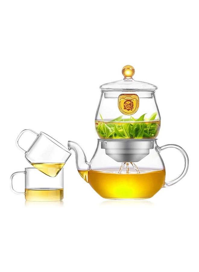 2-Piece Heat-Resistant Glass Teapot Set Clear 85x125cm