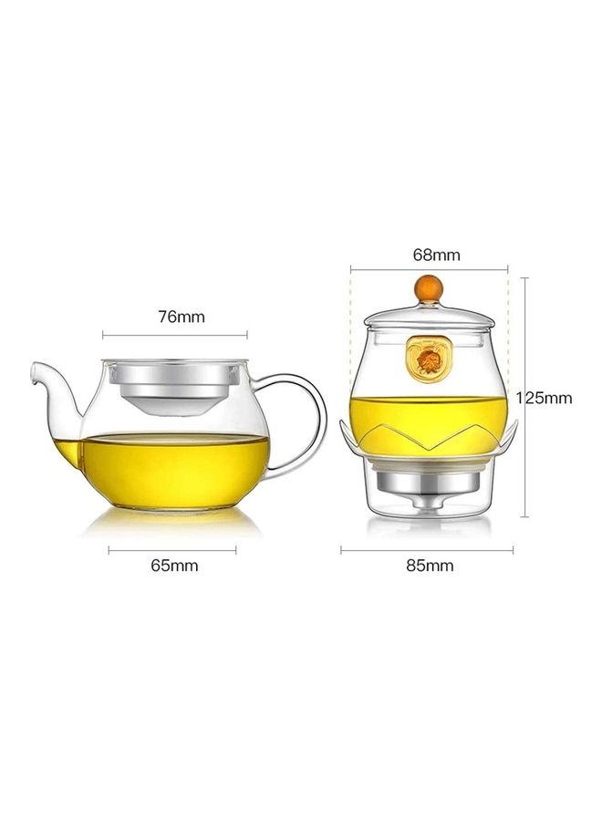 2-Piece Heat-Resistant Glass Teapot Set Clear 85x125cm