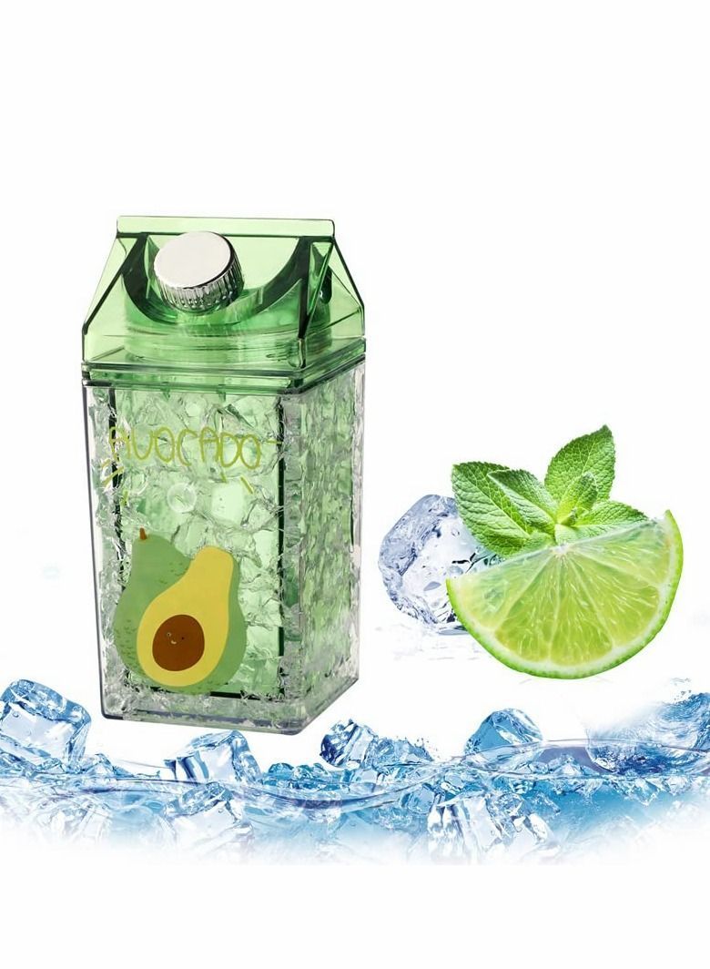 Crushed Ice Cup, Double-layer Thickened Refrigerator Cold Storage Cup Straw Gel Quicksand Iced Creative Milk Carton Summer Student Drinking Outdoor Water