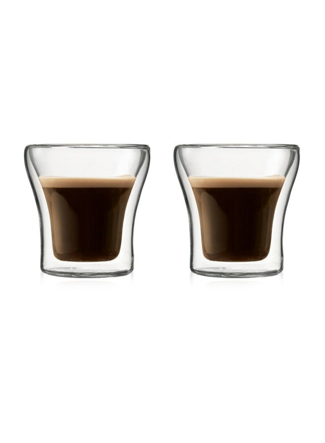 2-Piece Assam Double Wall Glass Set Clear 100ml