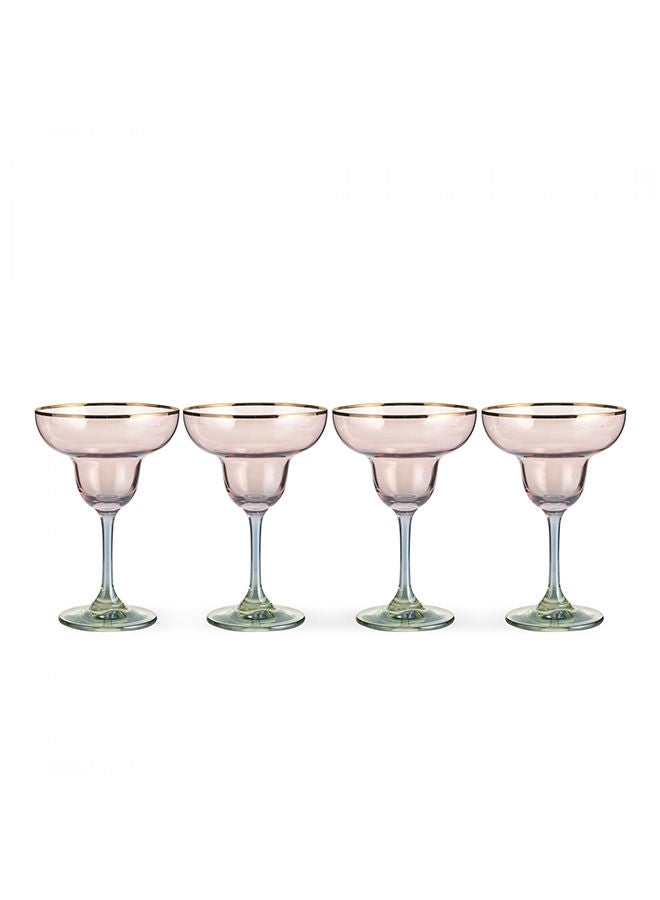 Aidan Electroplated 4-Piece Stemware Glass Set With Gold Rim 245Ml - Pink