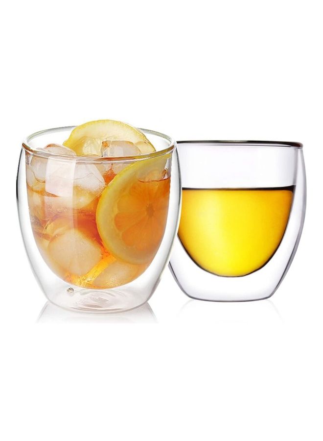 2-Piece Double Wall Glass Mug Clear 250ml