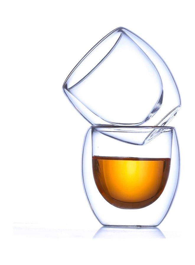 2-Piece Double Wall Glass Mug Clear 250ml