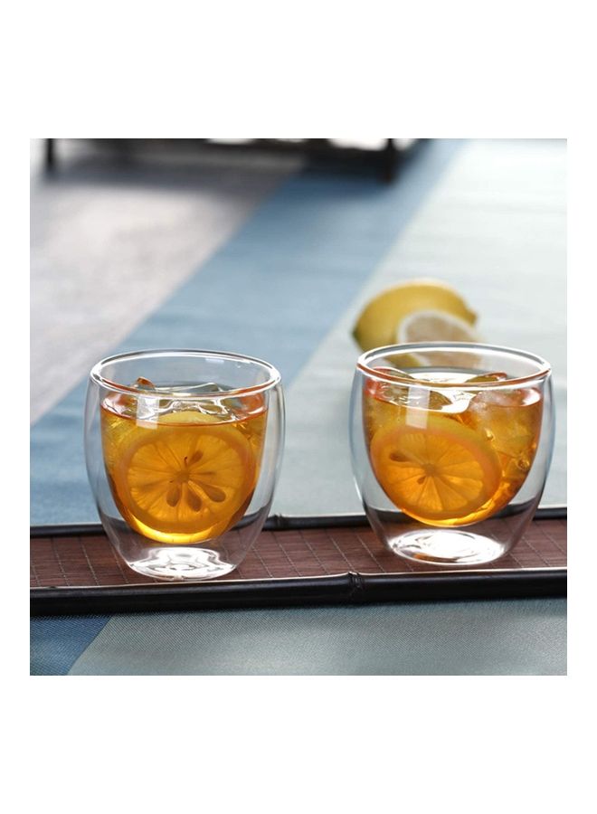 2-Piece Double Wall Glass Mug Clear 250ml