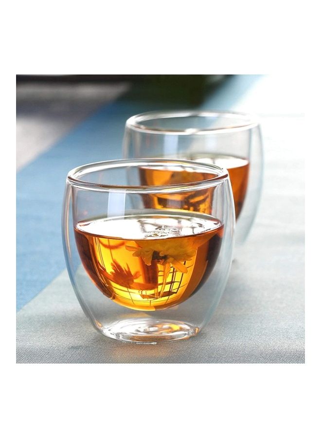 2-Piece Double Wall Glass Mug Clear 250ml