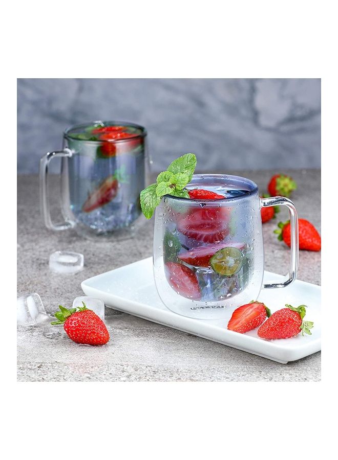 2-Piece Double Walled Coffee Mugs Blue/Clear