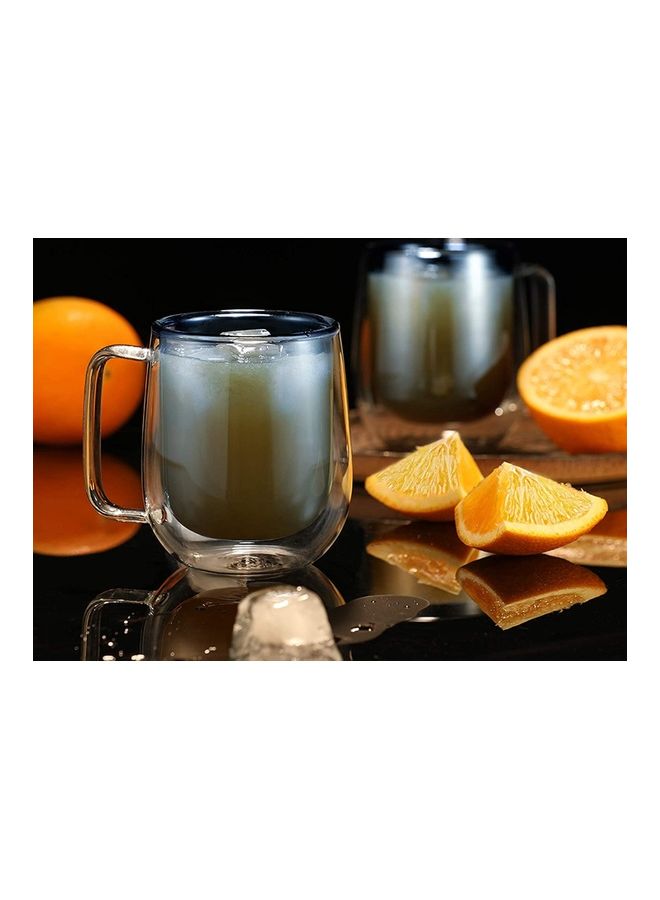 2-Piece Double Walled Coffee Mugs Blue/Clear