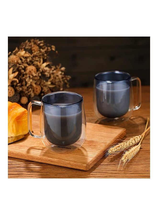2-Piece Double Walled Coffee Mugs Blue/Clear