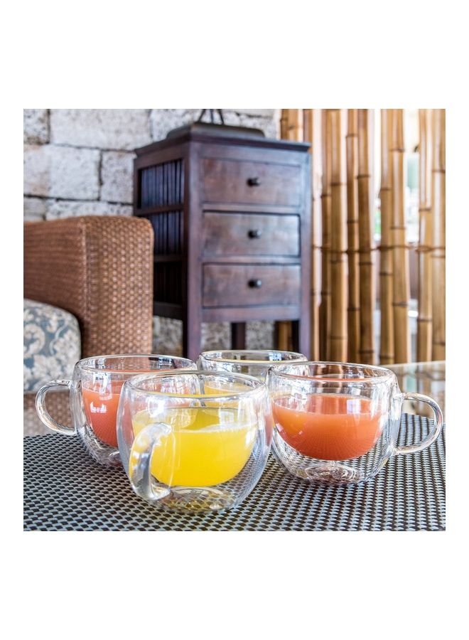 Set Of 4 Double Wall Glass Cups Clear 230mm