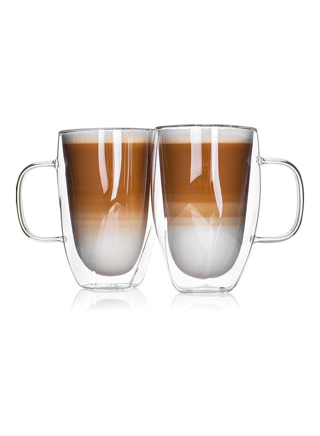 2-Piece Double Walled Twist Coffee Mugs Clear