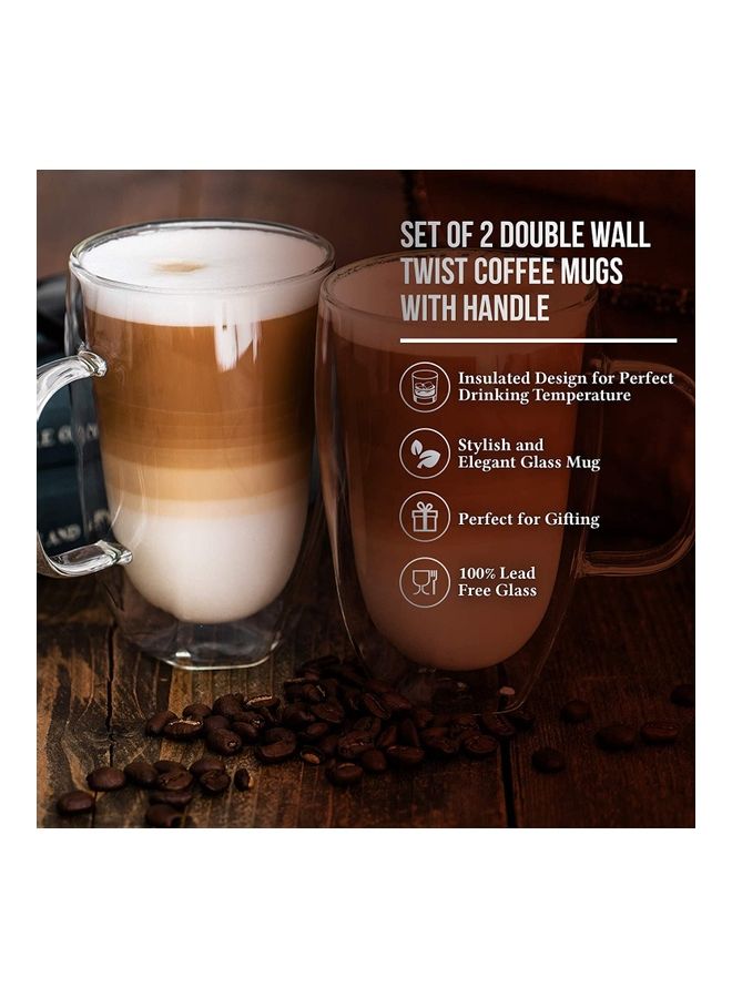 2-Piece Double Walled Twist Coffee Mugs Clear