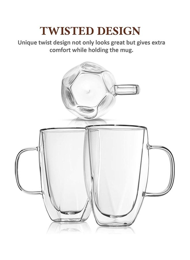 2-Piece Double Walled Twist Coffee Mugs Clear