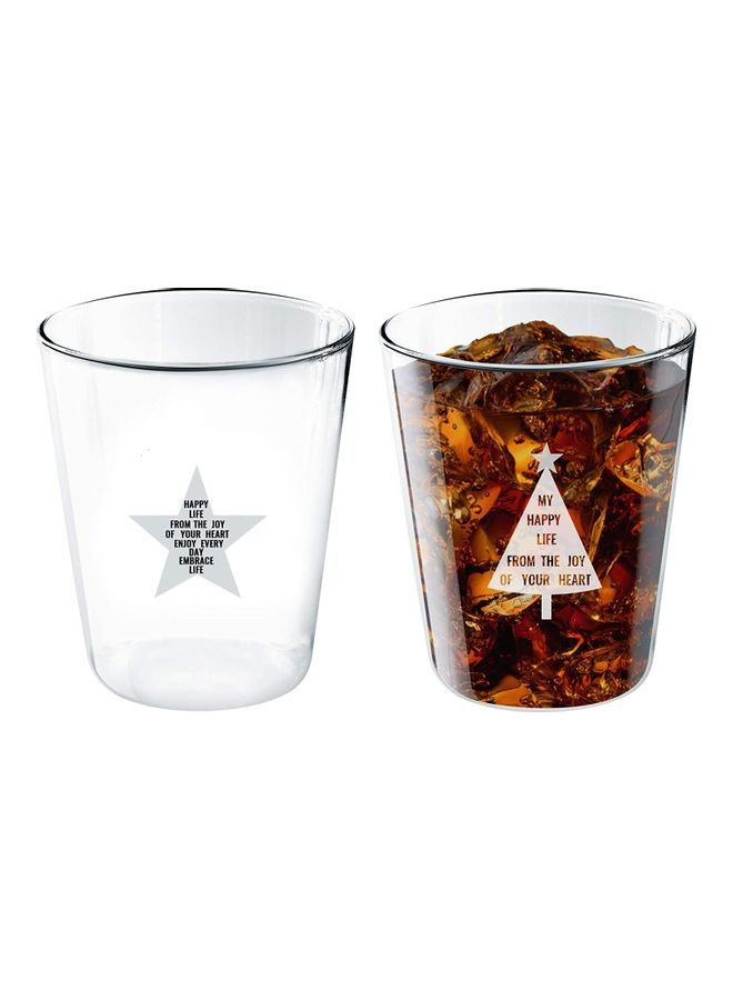 Set of 2 400ml Glass Cup multicolour