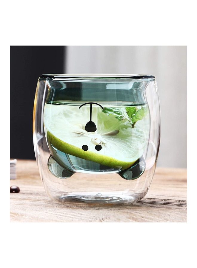 Cute Bear Shape Double Wall Insulated Glass Cup Clear