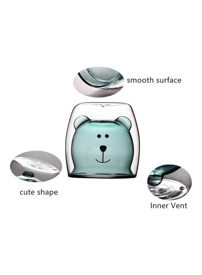 Cute Bear Shape Double Wall Insulated Glass Cup Clear