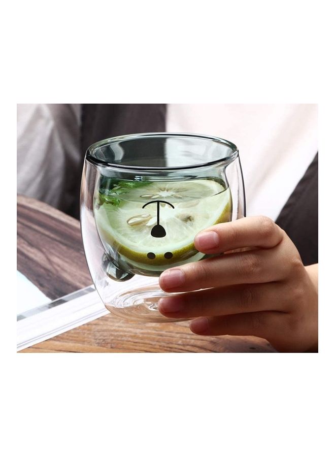 Cute Bear Shape Double Wall Insulated Glass Cup Clear