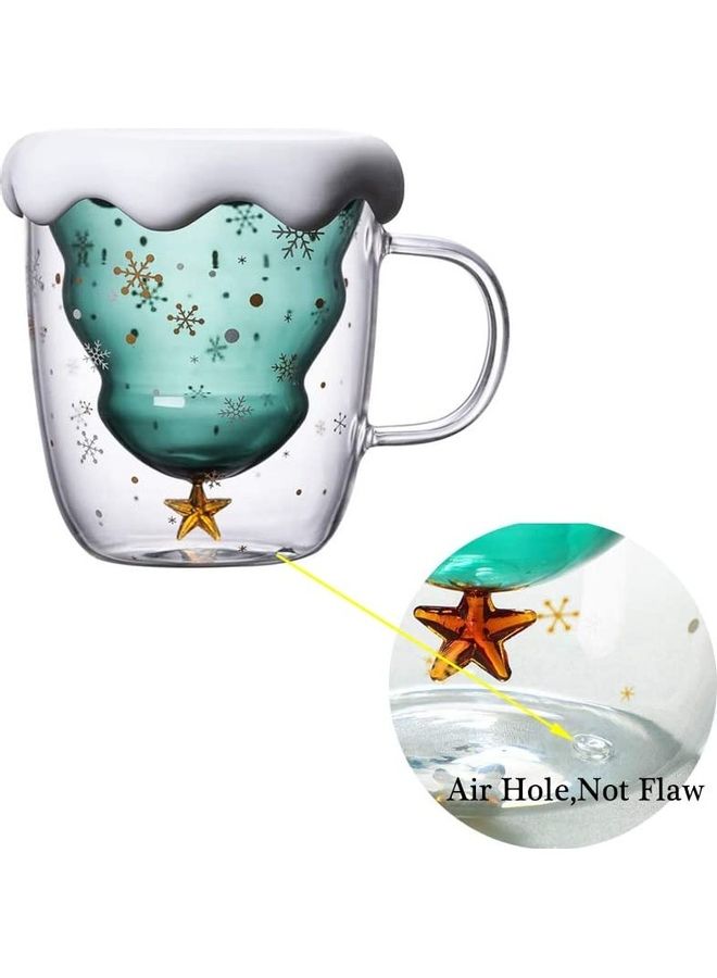 Snowflakes Design Double Wall Insulated Glass Cup Clear