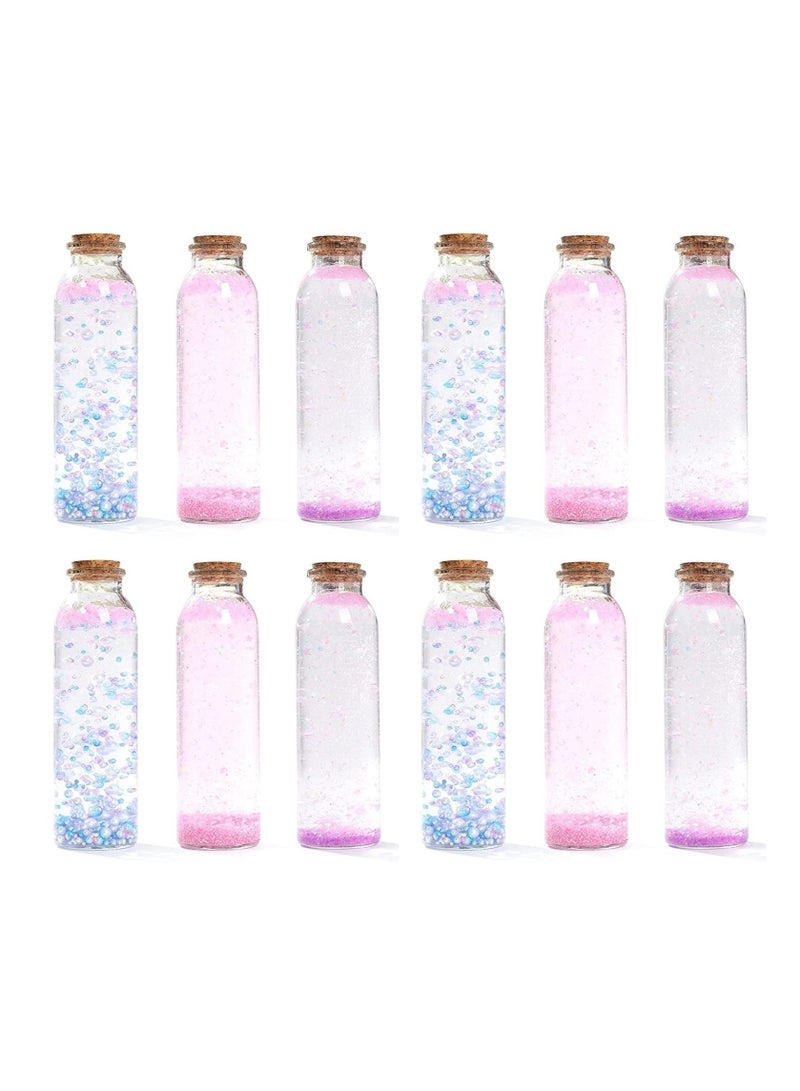 12-piece 12oz Decorative Glass Bottle with Cork Stopper juice bottle beverage bottle Wishing bottle