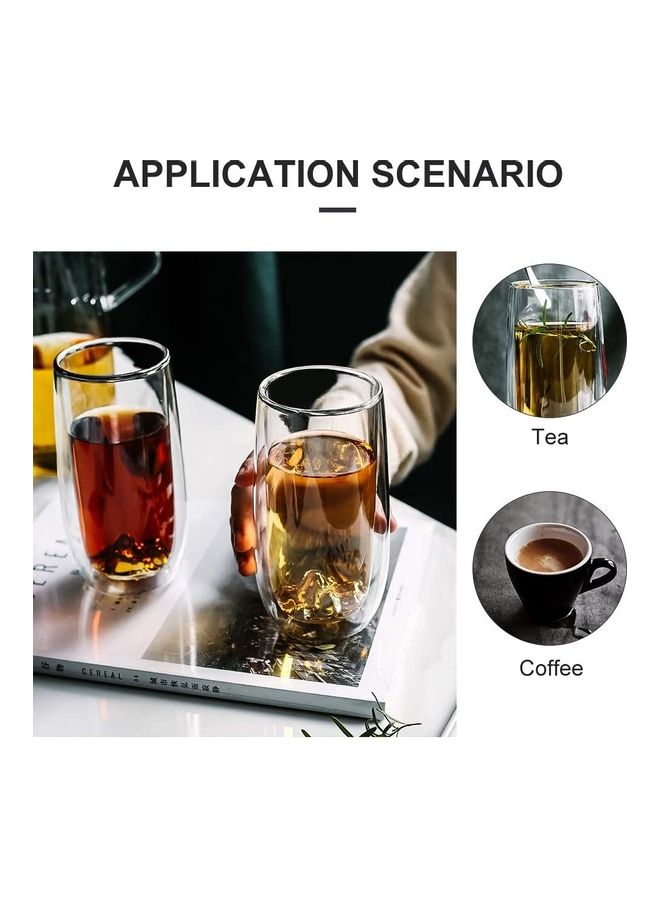 2-Piece Double Walled Glass Mugs Clear 410ml