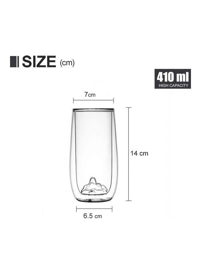2-Piece Double Walled Glass Mugs Clear 410ml