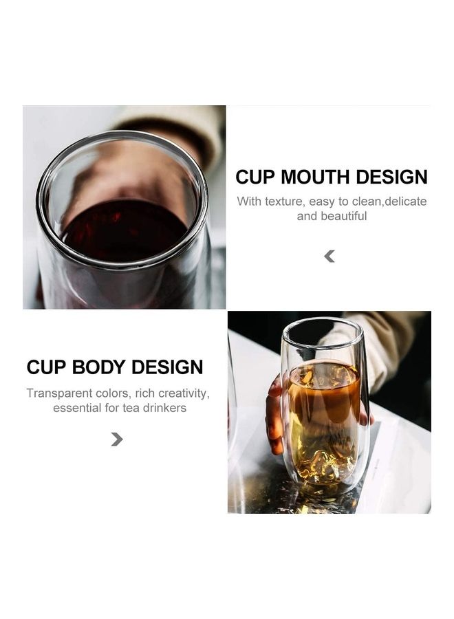 2-Piece Double Walled Glass Mugs Clear 410ml
