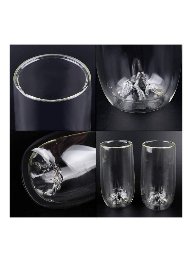 2-Piece Double Walled Glass Mugs Clear 410ml