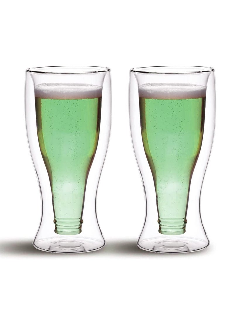 CuisineArt 370ml Set of Two Double Walled Borosilicate Glass for Hot and Cold Drinks 39.5cm