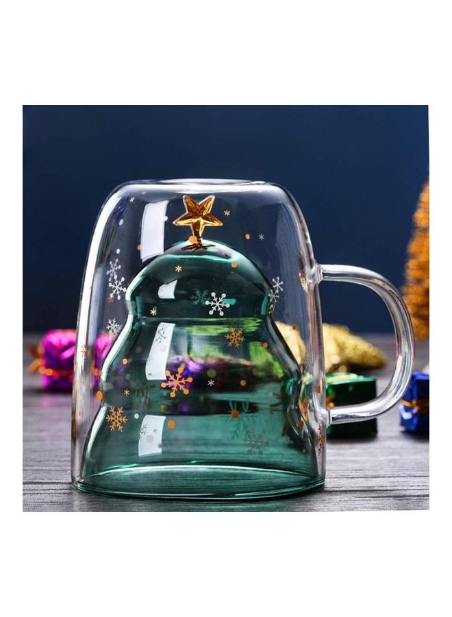 Snowflakes Design Double Wall Insulated Glass Cup Clear