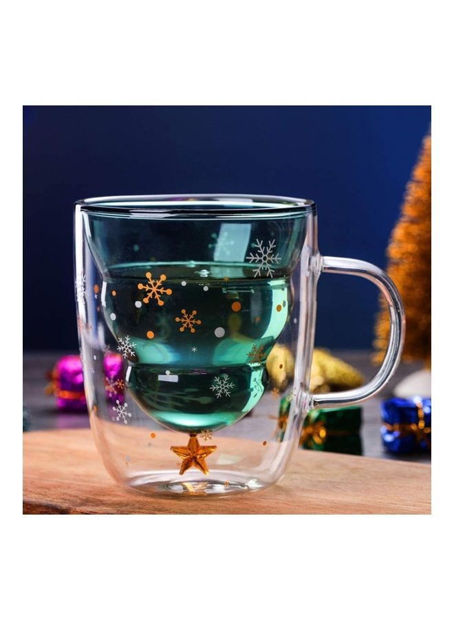 Snowflakes Design Double Wall Insulated Glass Cup Clear