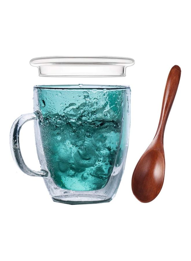 Double Walled Glass With Lid Clear 470ml