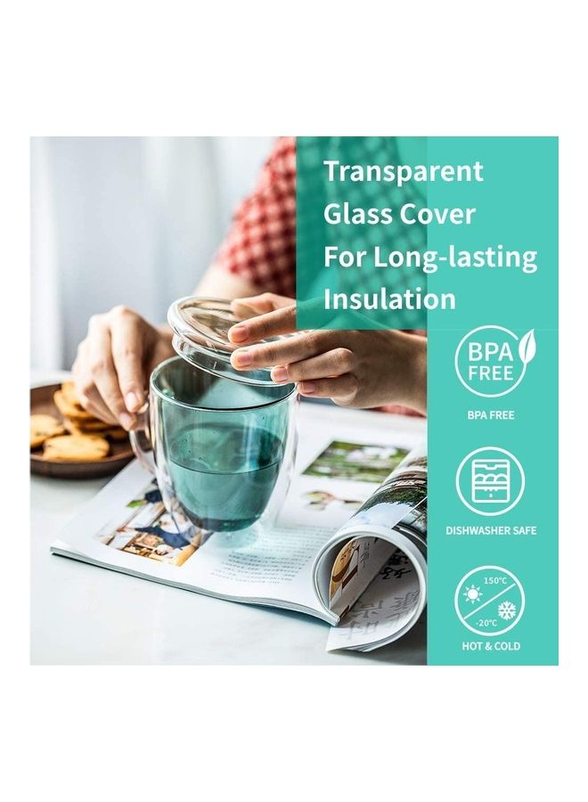 Double Walled Glass With Lid Clear 470ml