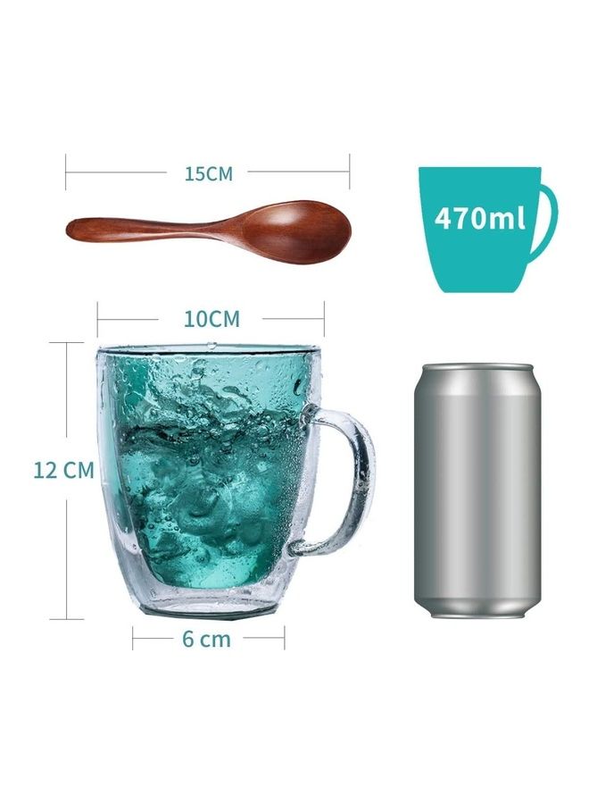 Double Walled Glass With Lid Clear 470ml
