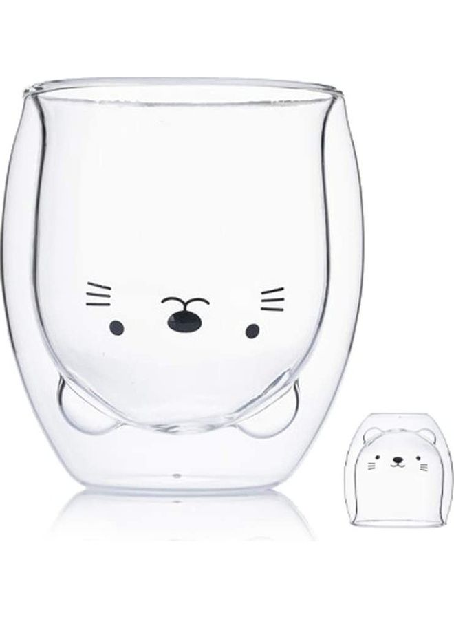 Cute Bear Shape Double Wall Insulated Glass Cup Clear