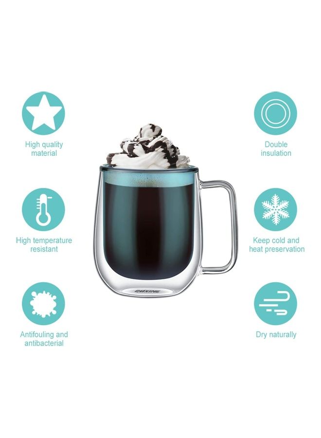 2-Piece Double Walled Coffee Mugs Green/Clear