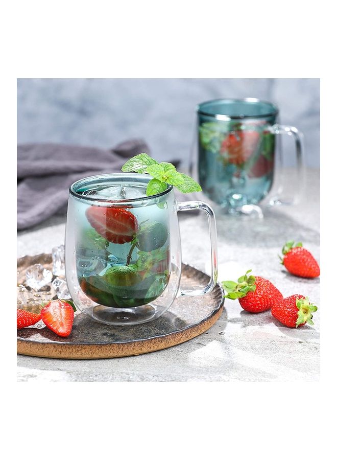 2-Piece Double Walled Coffee Mugs Green/Clear