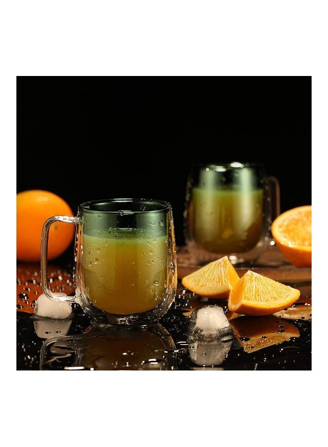 2-Piece Double Walled Coffee Mugs Green/Clear