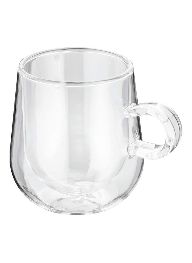 Set of 2 Double Walled Glass Small Coffee Cups With Handle multicolour 275mm