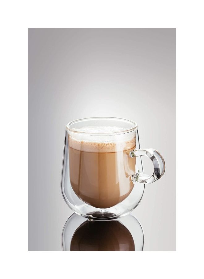 Set of 2 Double Walled Glass Small Coffee Cups With Handle multicolour 275mm