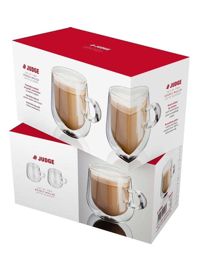 Set of 2 Double Walled Glass Small Coffee Cups With Handle multicolour 275mm