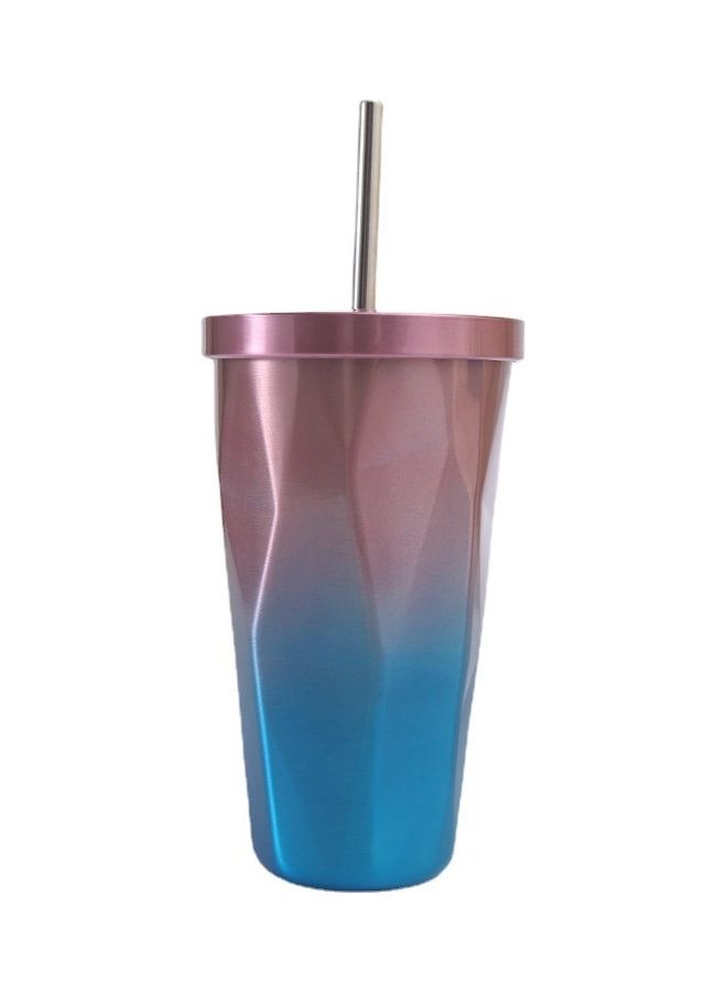 Stainless Steel Insulated Coffee Tumbler Cup with Lid and Straw Pink/Blue